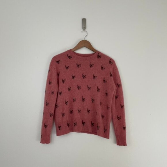 360 Cashmere Mauve Pink Skull Print Pullover Knit Sweater Size XS - Picture 1 of 6